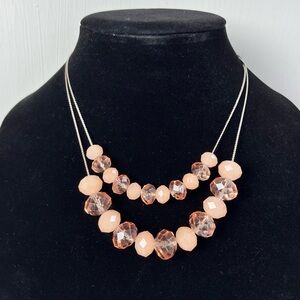 Pink Multifaceted Beaded Double Strand Necklace